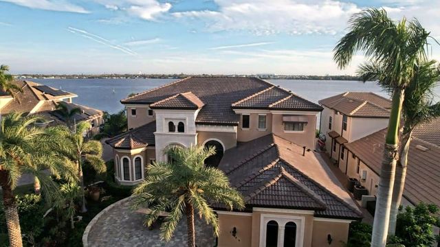 Villa barrel concrete tile in Espresso on a Palmetto home